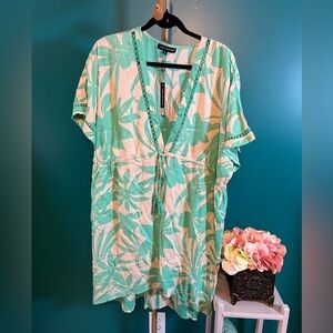 Club Z Collection Leaf Print Swimsuit Coverup Dress